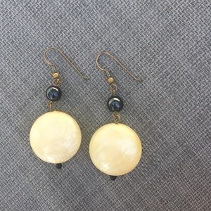 Vintage Cream and black Bobble Earrings.